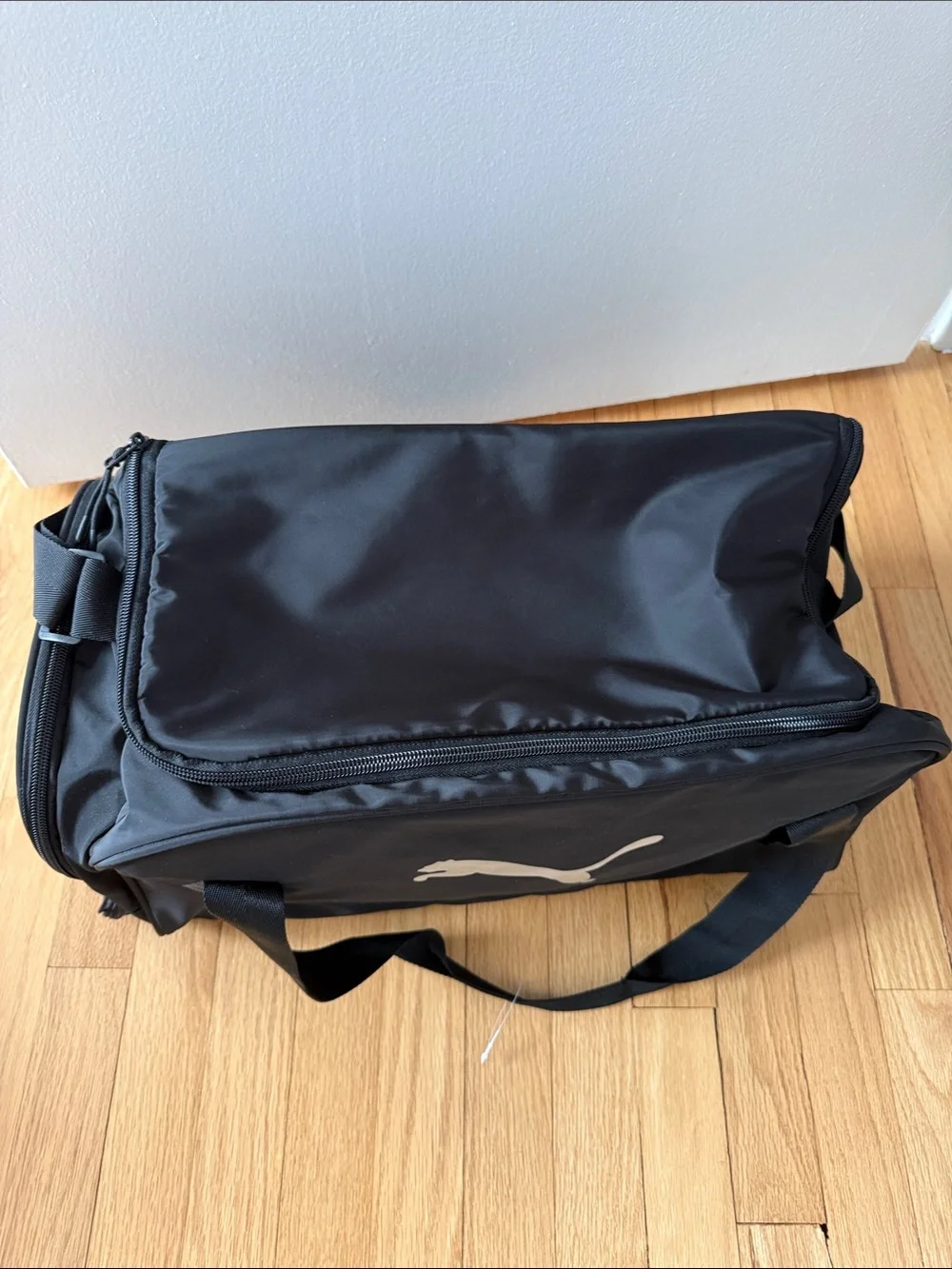 Puma Black Duffel Bag with Cream Puma Logo